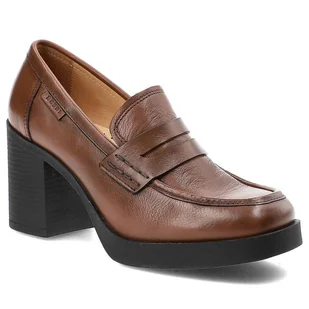 Brązowe Półbuty Nessi Gustowne Buty Na Obcasie - Półbuty damskie - miniaturka - grafika 1