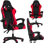 Fotele gamingowe - Fotel buirowy gamingowy skórzany kubełkowy FORMULA - YC - czarno - czerwony - miniaturka - grafika 1