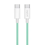 Kable USB - LogiLink USB-C 1.0m w nylonowym oplocie zielony - miniaturka - grafika 1