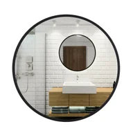 Lustra - DUŻE Lustro Profilmat OKRĄGŁE 100 CZARNA rama PREMIUM - miniaturka - grafika 1