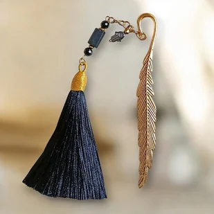 OCHRONA : zakładka PREMIUM : czarny turmalin, hamsa - Zakładki do książek - miniaturka - grafika 1