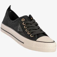 Trampki damskie - Trampki Damskie Ażurowe Buty Sportowe Czarne MSMG QY838 Czarny 41 - miniaturka - grafika 1