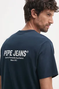 Pepe Jeans t-shirt bawełniany SAM TEE męski kolor granatowy z nadrukiem PM509433 - Koszulki męskie - miniaturka - grafika 1