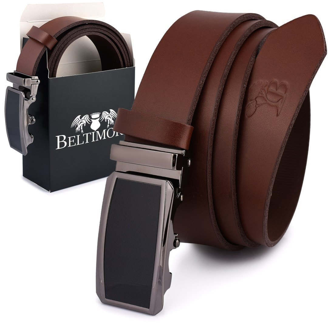 BELTIMORE pasek męski skórzany klamra automat koniakowy A22 brązowy, beżowy r.115-130 cm