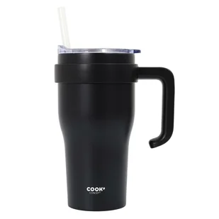 Fernity Kubek termiczny z uchwytem i słomką Miami 600ml czarny - Kubki termiczne - miniaturka - grafika 1