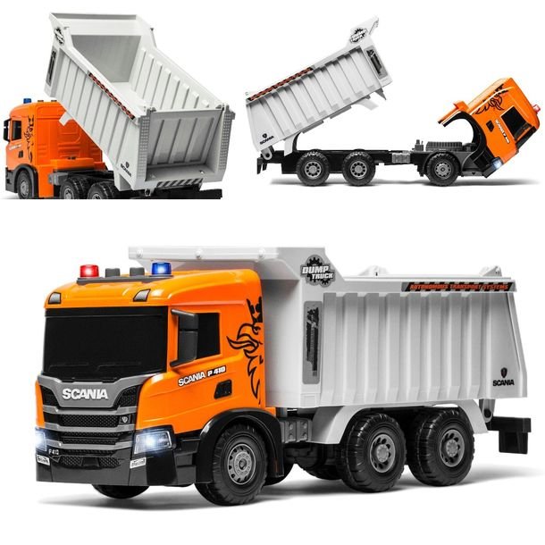 DUŻA SCANIA P 410 ciężarówka XXL Wywrotka Dump Truck światła Gigant 50cm