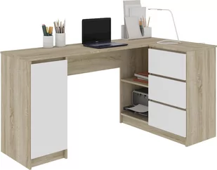 Akord FABRYKA MEBLI Biurko narożne prawe B20 CLP, białe-dąb sonoma, 155x85x77 cm - Biurka - miniaturka - grafika 1