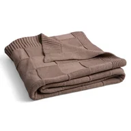 Koce i narzuty dla dzieci - BabyMatex Kocyk dziecięcy 80x100 Square Checks brązowy kratka bawełniany - miniaturka - grafika 1