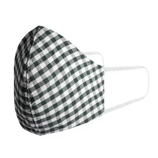 Maseczka wykonana z bawełny - dziubek - profilowana - zielono-biała w kratkę EM 6 - EM Men's Accessories - Maseczki ochronne i antywirusowe - miniaturka - grafika 1
