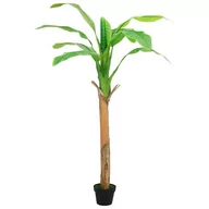 Sztuczne kwiaty - vidaXL Sztuczne drzewko bananowe z doniczką, 165 cm, zielone - miniaturka - grafika 1
