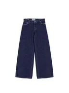 Spodnie damskie - Please Jeansy Jeans a gamba larga con vita alta - P2O2CQZNRM Granatowy Regular Fit - miniaturka - grafika 1