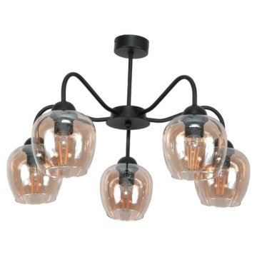 Lampa Wisząca Suftowa Żyrandol Nowoczesny Do Kuchni Klosz Bursztyn 5xE27