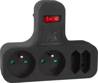 Akcesoria do monitorów - Maclean Gniazdko prądowe Maclean, Poczwórne z wyłącznikiem, nóżką stabilizującą, Typu E, 2x2,5A, 2x16A, MCE224 E/B - miniaturka - grafika 1