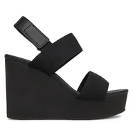 Sandały damskie - Sandały Calvin Klein Jeans Wedge Sandal Webbing In YW0YW01790 Czarny - miniaturka - grafika 1