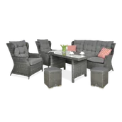 Meble ogrodowe - Meble technorattanowe TRIVENTO DINING 3 + PUFY Dark Grey - miniaturka - grafika 1