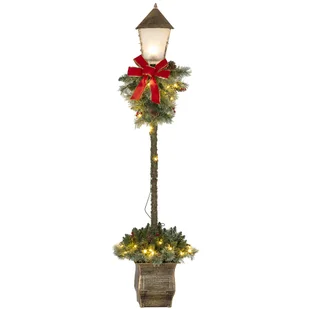 Outsunny 150 cm lampion bożonarodzeniowy lampki choinkowe z lampkami LED szyszki sosnowe jagody kokarda na przyjęcie bożonarodzeniowe metalowa zieleń - Oświetlenie świąteczne - miniaturka - grafika 1