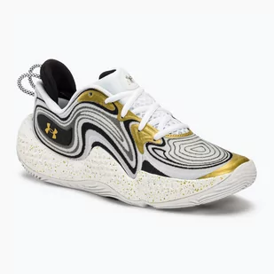 Buty koszykarskie Under Armour Spawn 6 white/black/metallic gold - Buty sportowe męskie - miniaturka - grafika 1
