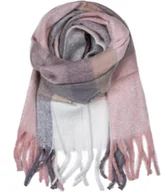 Apaszki i szaliki damskie - Ciepły szal szalik krata kratka puchata dzianina - miniaturka - grafika 1