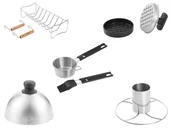 Akcesoria do grilla - GRILLMEISTER Stojak do grillowania kurczaka / Uchwyt na żeberka / Prasa do hamburgerów / Zestaw do marynat / Pokrywa na hamburgery - miniaturka - grafika 1