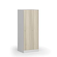 Szafki BHP - Szafa ubraniowa obniżona, 2-drzwiowa, 1500 x 600 x 500 mm, zamek cylindryczny, drzwi laminowane, dąb naturalny - miniaturka - grafika 1