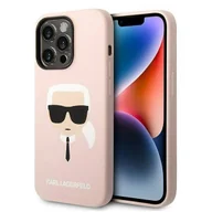 Etui i futerały do telefonów - Karl Lagerfeld Obudowa dla telefonów komórkowyc MagSafe Liquid Silicone Karl Head na Apple iPhone 14 Pro KLHMP14LSLKHLP Różowy - miniaturka - grafika 1