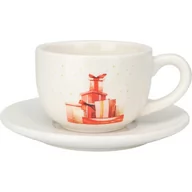 Filiżanki - Świąteczna filiżanka porcelanowa ze spodkiem Czerwone prezenty, 250 ml - miniaturka - grafika 1