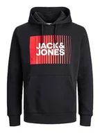 Bluzy męskie - Bestseller A/S Męska bluza z kapturem JJECORP Logo Sweat Hood Play NOOS, czarna, S, czarny - miniaturka - grafika 1