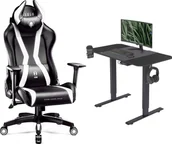 Fotele gamingowe - Fotel Diablo Chairs X-Horn 2.0 czarno-biały + EGON 1100 Czarne 110 cmx60 cm - miniaturka - grafika 1