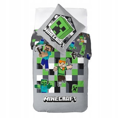 Minecraft Pościel 140x200 Bawełniana Dziecięca Dla Dziecka Creeper Steve