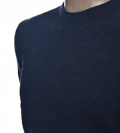 Swetry męskie - Sweter męski z bawełny elegancki bawełniany granatowy 100% bawełna 2XL XXL - miniaturka - grafika 1