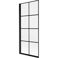 Parawany nawannowe - Mexen Mist parawan nawannowy 1-skrzydłowy lewy 80 x 150 cm, czarna kratka, czarny - 8A9-080-001-70-77-L - miniaturka - grafika 1