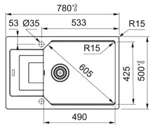 Franke Urban UBG 611-78 XL GSC Zlewozmywak granitowy jednokomorowy 78x50 cm czarny mat 114.0687.282 - Zlewozmywaki - miniaturka - grafika 2