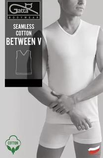Koszulki męskie - KOSZULKA GATTA BETWEEN V SEAMLESS COTTON (kolor biały, rozmiar XL) - grafika 1