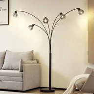 Lampy stojące - Lampa podłogowa Lindby Braccio, szary/czarny, szkło, 5-punktowa, 204,5cm - miniaturka - grafika 1