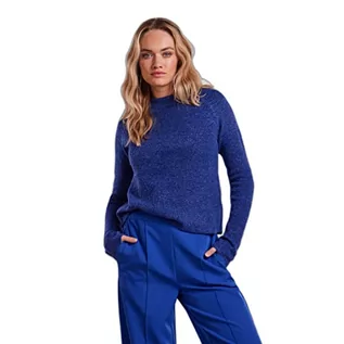 Swetry damskie - PIECES Damski sweter z długim rękawem LS O-Neck Noos BC Pulower, niebieski Mazarine Blue, M - grafika 1