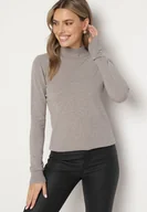 Swetry damskie - Ciemnoszary Klasyczny Półgolf z Domieszką Kaszmiru Zailena - miniaturka - grafika 1