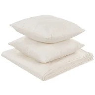 Narzuty - Komplet Narzuta Na Łóżko Z Poduszkami Tłoczona 160 X 220 Cm Kremowa Rudkhan - miniaturka - grafika 1