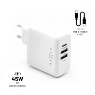 Ładowarki do telefonów - A Plus Ładowarka sieciowa FIXED USB-C PD 2x USB 2.0 45W + USB-C kabel 1m FIXC45-CC2U-WH) Biała - miniaturka - grafika 1