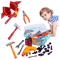 Zabawy w naśladowanie dorosłych - Zestaw Narzędzi Dla Dzieci Mały Majsterkowicz Skrzynka Wiertarka 48 Ele. - miniaturka - grafika 1