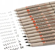 Przybory szkolne - ZESTAW do rysowania szkicowania kreślenia MARKERY igłowe 12 GRUBOŚCI pisaki - miniaturka - grafika 1