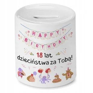 Skarbonka na Urodziny 18 18te 18-te na Prezent z Nadrukiem ze Zdjęciem + Opakowanie na prezent (wzór 03) - Skarbonki - miniaturka - grafika 1