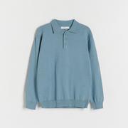 Bluzy dla chłopców - Reserved - Bawełniany sweter polo - Niebieski - miniaturka - grafika 1