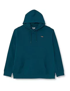 Bluzy męskie - Wrangler Męska bluza z kapturem z logo, Deep Teal Green, L - grafika 1