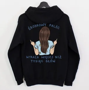 czarna damska bluza z kapturem - Bluzy damskie czarna damska bluza z kapturem - Bluzy damskie - miniaturka - grafika 1