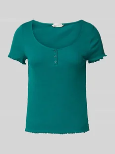 T-shirt z efektem prążkowania - Koszulki i topy damskie - miniaturka - grafika 1