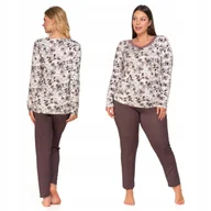 Piżamy damskie - Piżama Damska Delikatna Koronka Kwiaty Wiskoza Długi Rękaw Spodnie MORAJ L - miniaturka - grafika 1