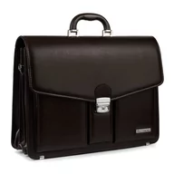 Teczki i aktówki - Brązowa męska aktówka Beltimore teczka elegancka pojemna W35 brązowy, beżowy - miniaturka - grafika 1