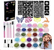 Zabawki kreatywne - DUŻY ZESTAW TATUAŻE BROKATOWE ZMYWALNE STUDIO 156 szt XXL 120 SZABLONÓW - miniaturka - grafika 1