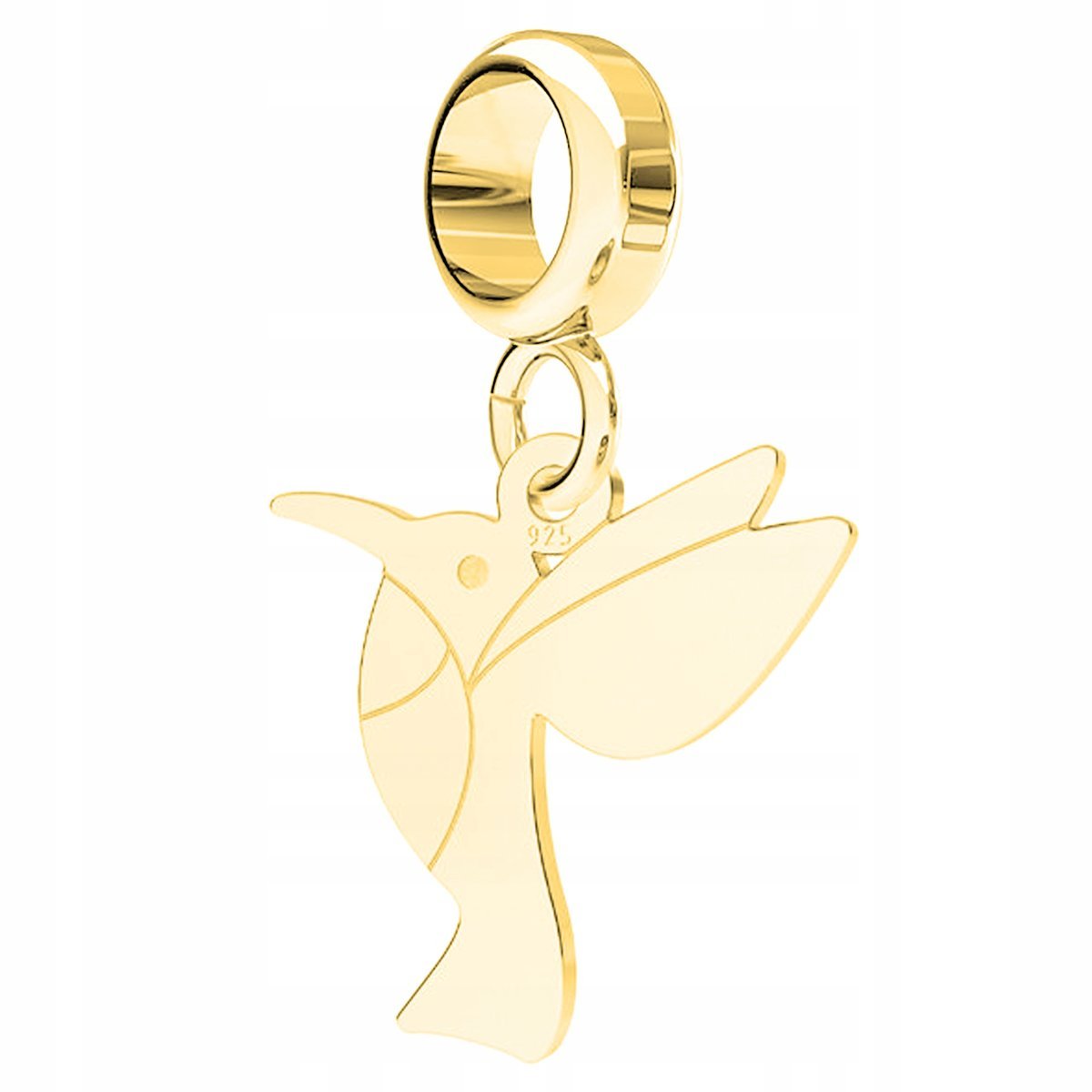 Charms Złoty Blaszka z Kolibrem Ptak Ptaszek Koliber Jaskółka SREBRO 925