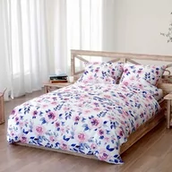 Pościel - Spod Igły I Nitki Pościel bawełniana 220x200 Mansion granatowa różowa kwiaty róże Bawełna 3 - miniaturka - grafika 1